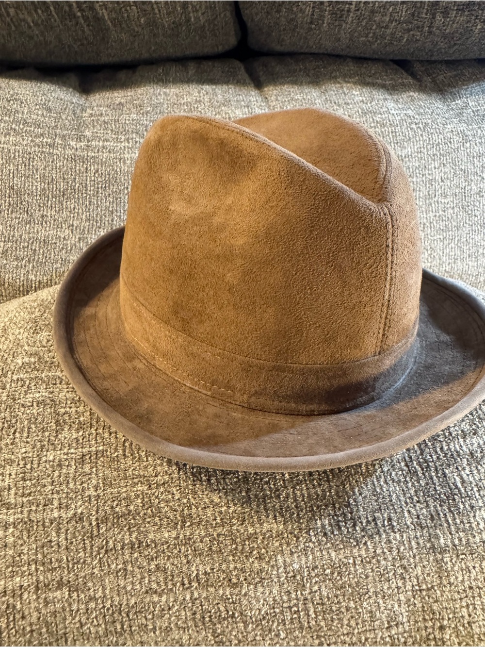 Vintage JCPenney Brown Fedora Hat Suede Leather Size 7 1/4 - 7 3/8 - Picture 3 of 9
